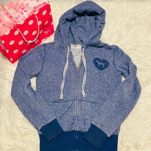 VS PINK blue zip up blue sporty hoodie